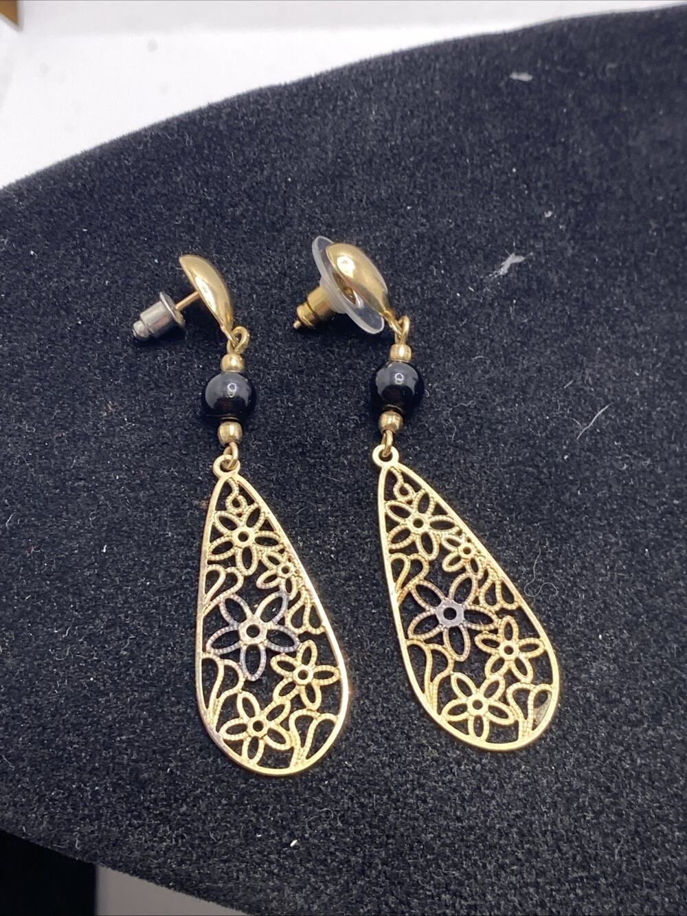 Womens Vintage Gold Tone Dangle Earrings